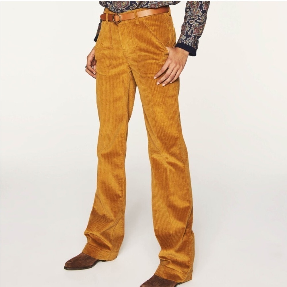 ba&sh Mustard Yellow Corduroy Wide Leg Pants
